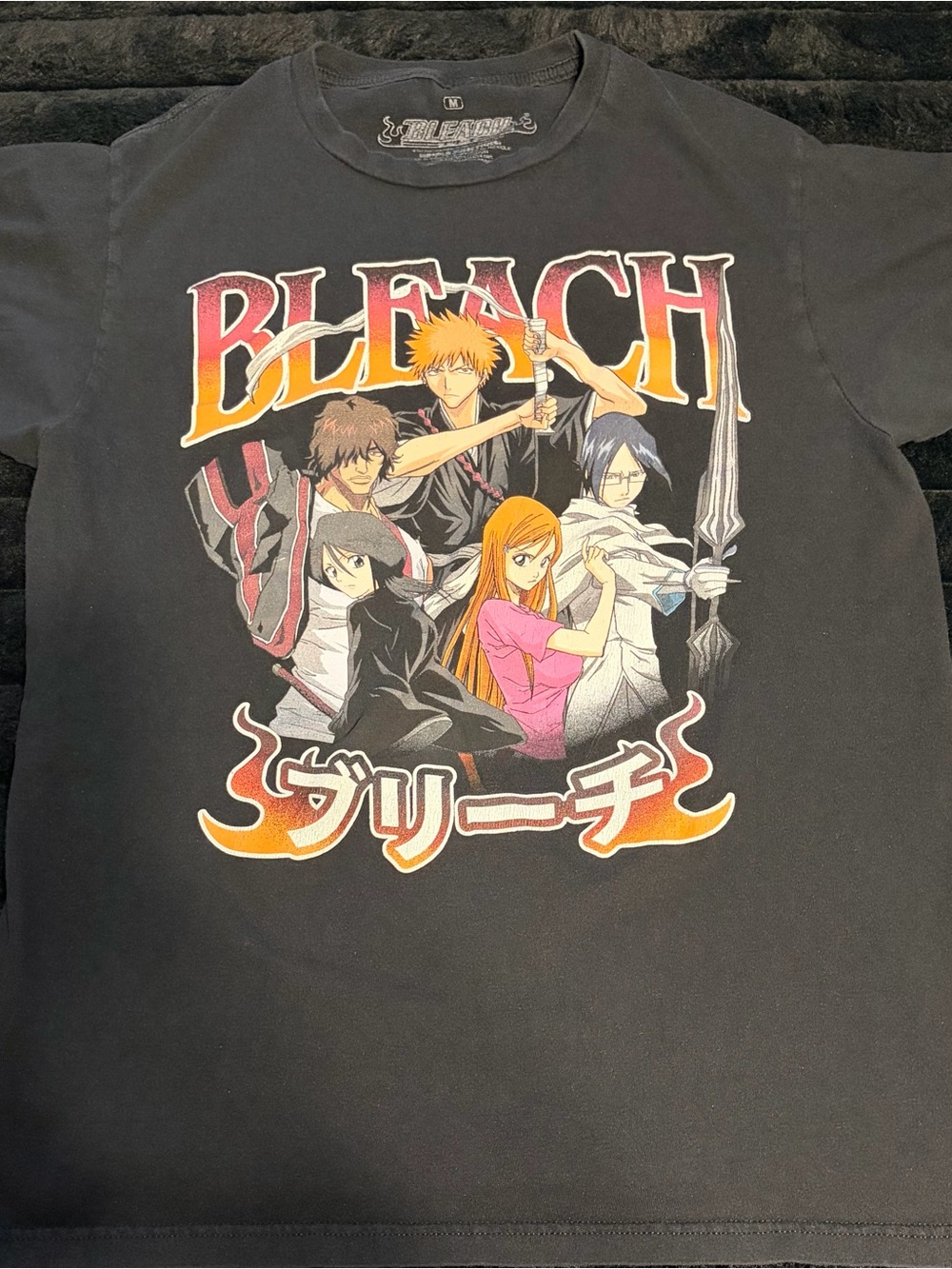 Vintage Bleach Anime Graphic Tee with Orange Character Print